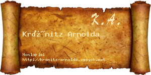 Kránitz Arnolda névjegykártya